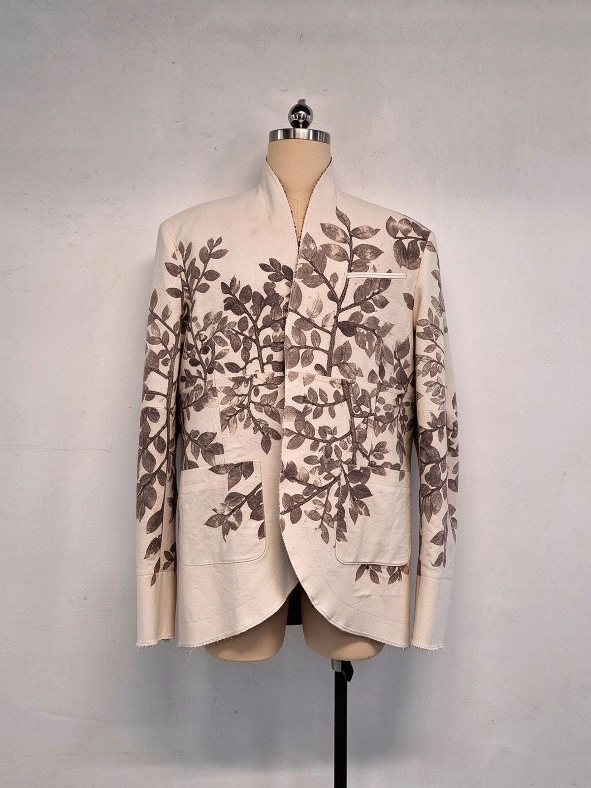 Eco-Print Reversible Cross Collar Jacket