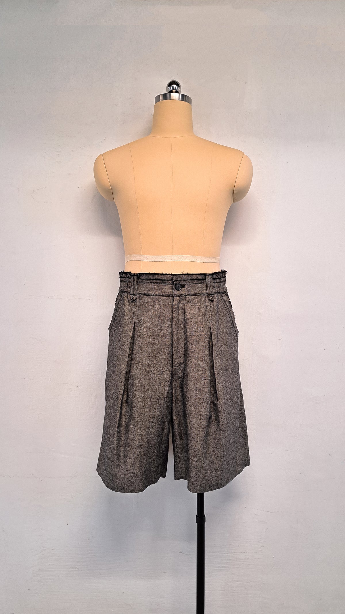 Linen-Blend Wide-Leg Shorts