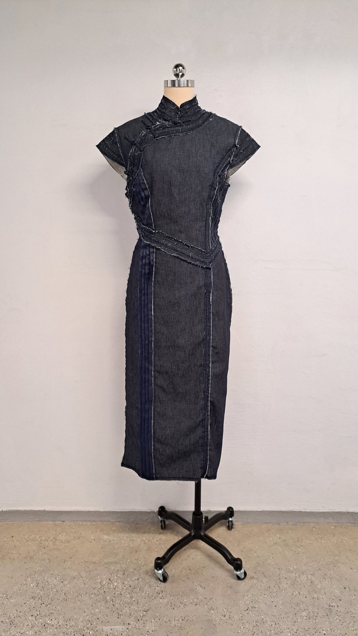 Denim Patchwork Qipao