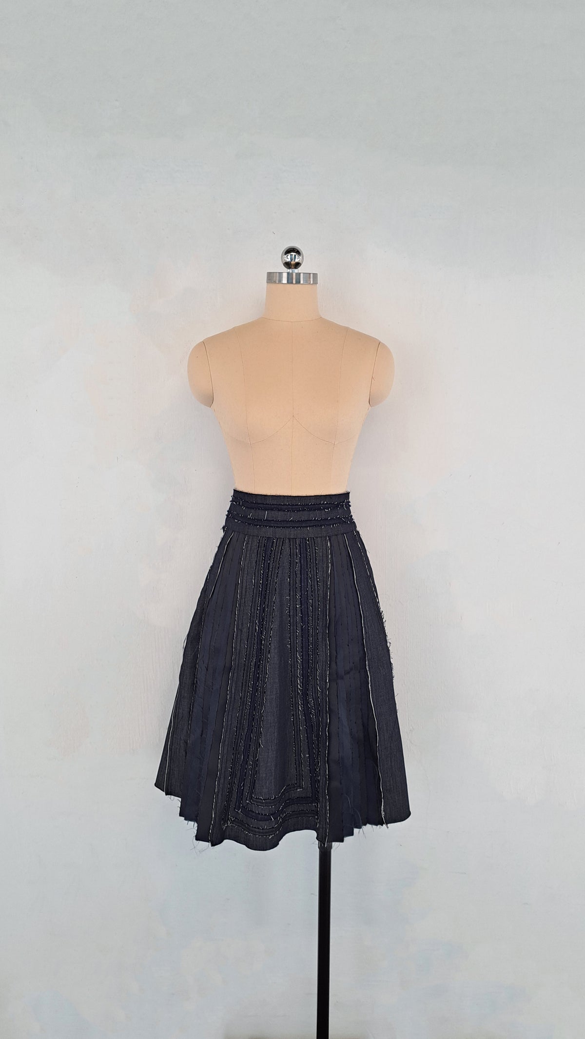 Denim Strip Patchwork Skirt