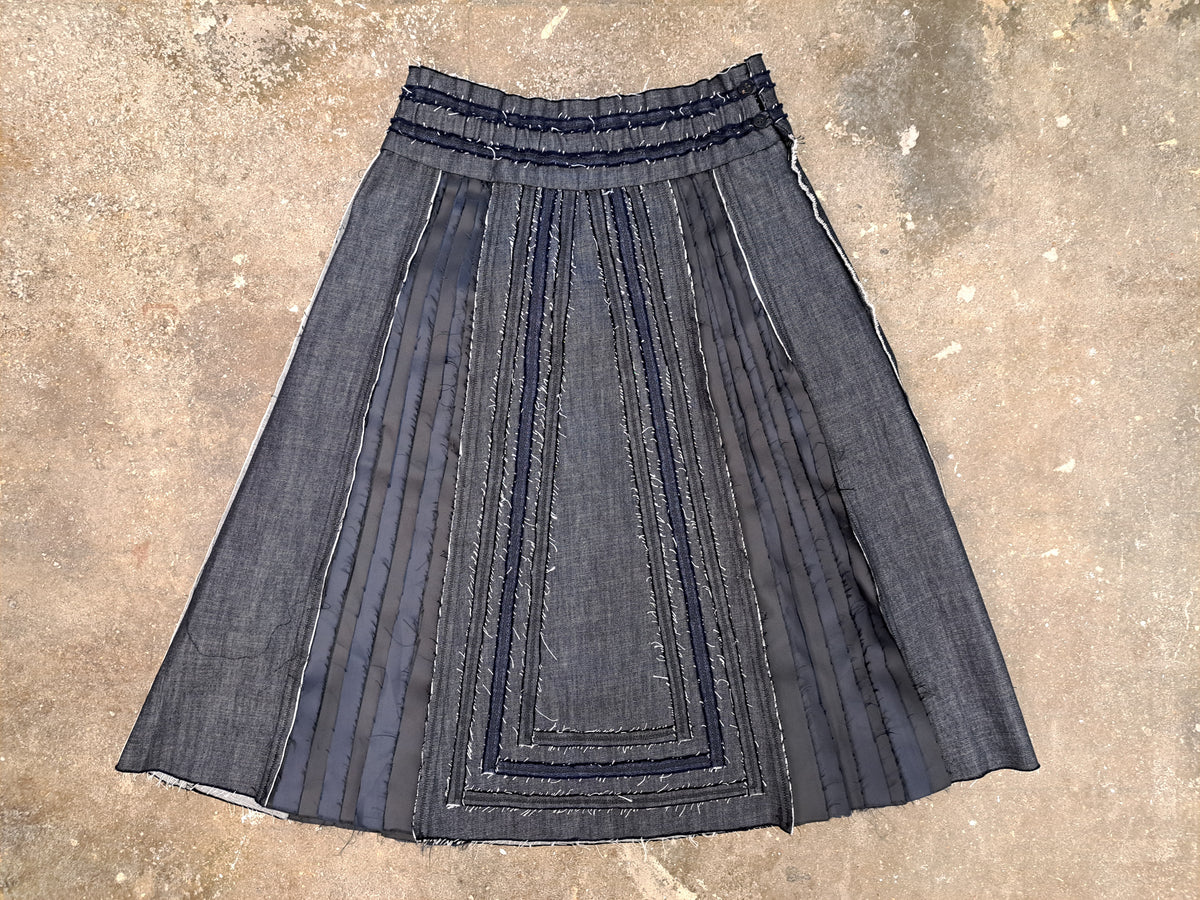 Denim Strip Patchwork Skirt