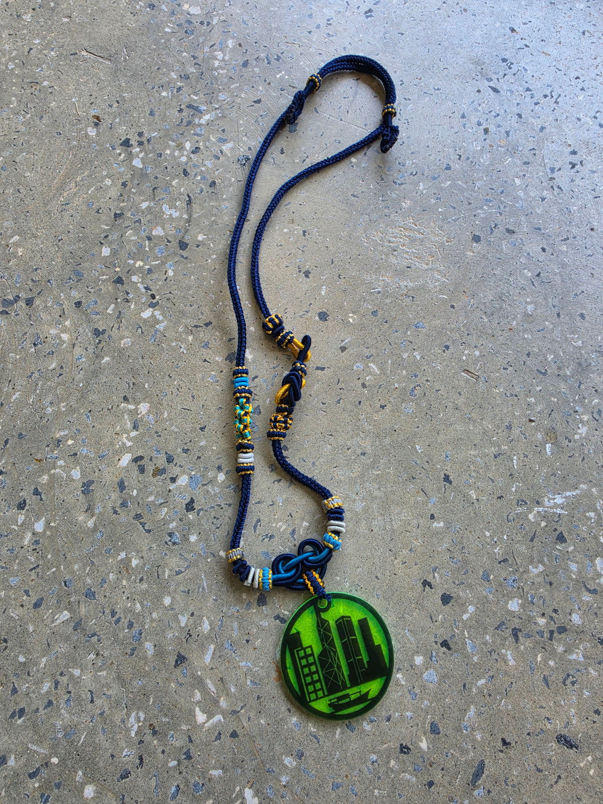 Hand-braided Cord Acrylic Pendant Necklace
