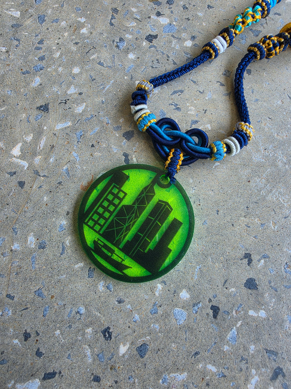 Hand-braided Cord Acrylic Pendant Necklace