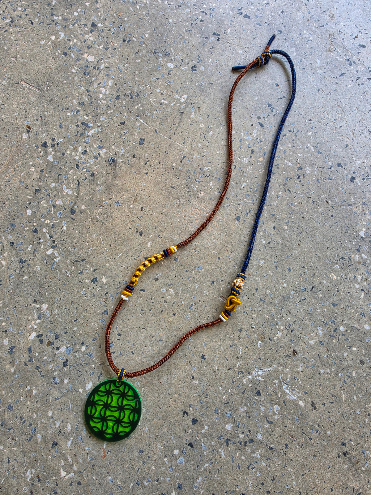 Hand-braided Cord Acrylic Pendant Necklace
