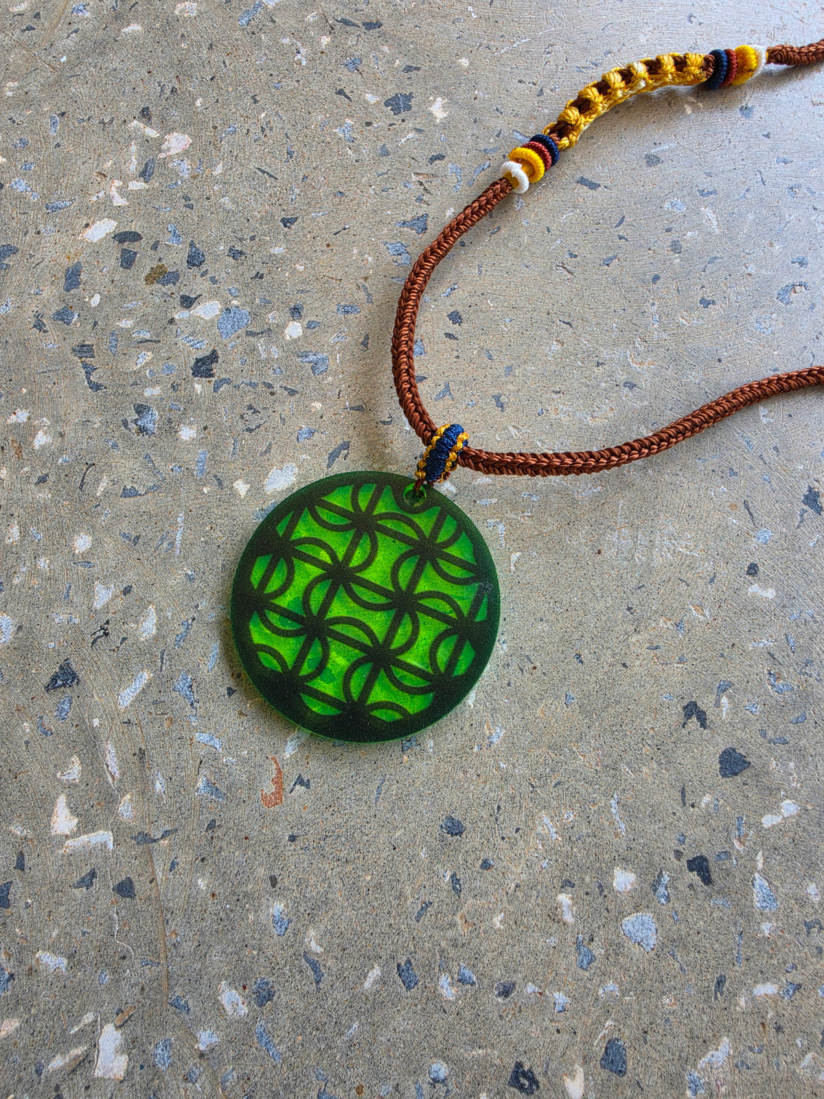 Hand-braided Cord Acrylic Pendant Necklace