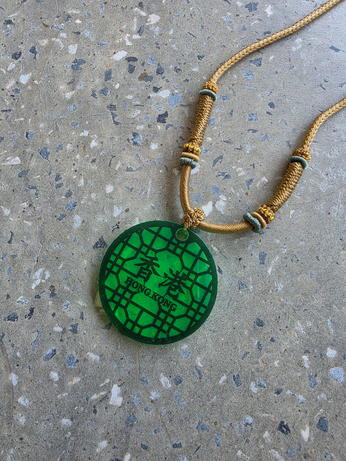 Hand-braided Cord Acrylic Pendant Necklace