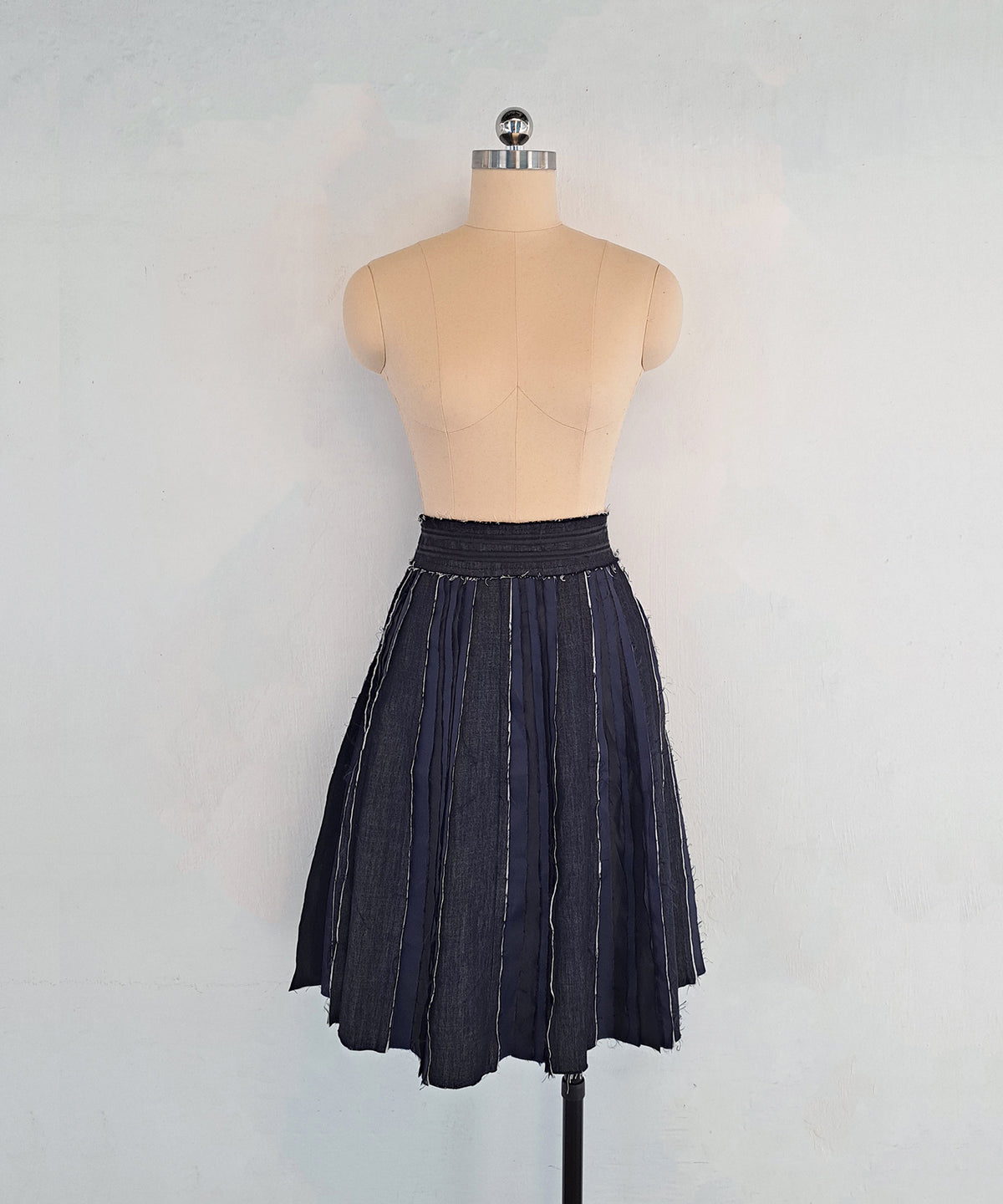Denim Back Zipper Patchwork Skirt
