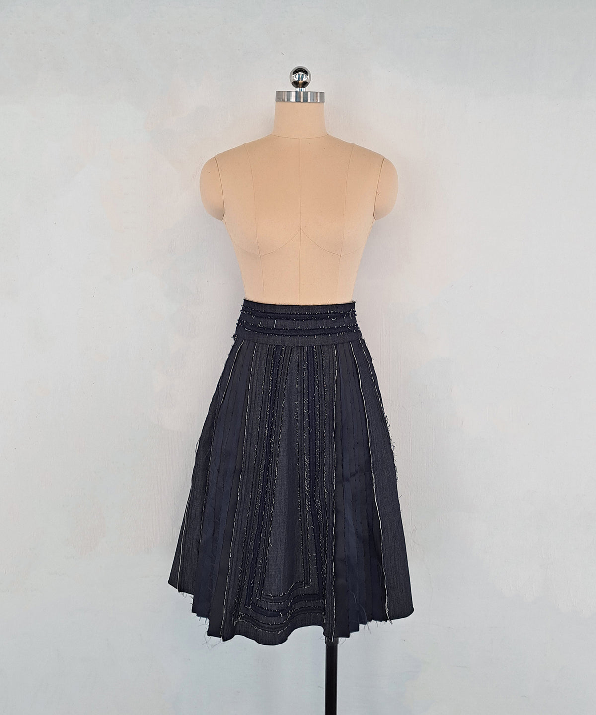 Denim Strip Patchwork Skirt