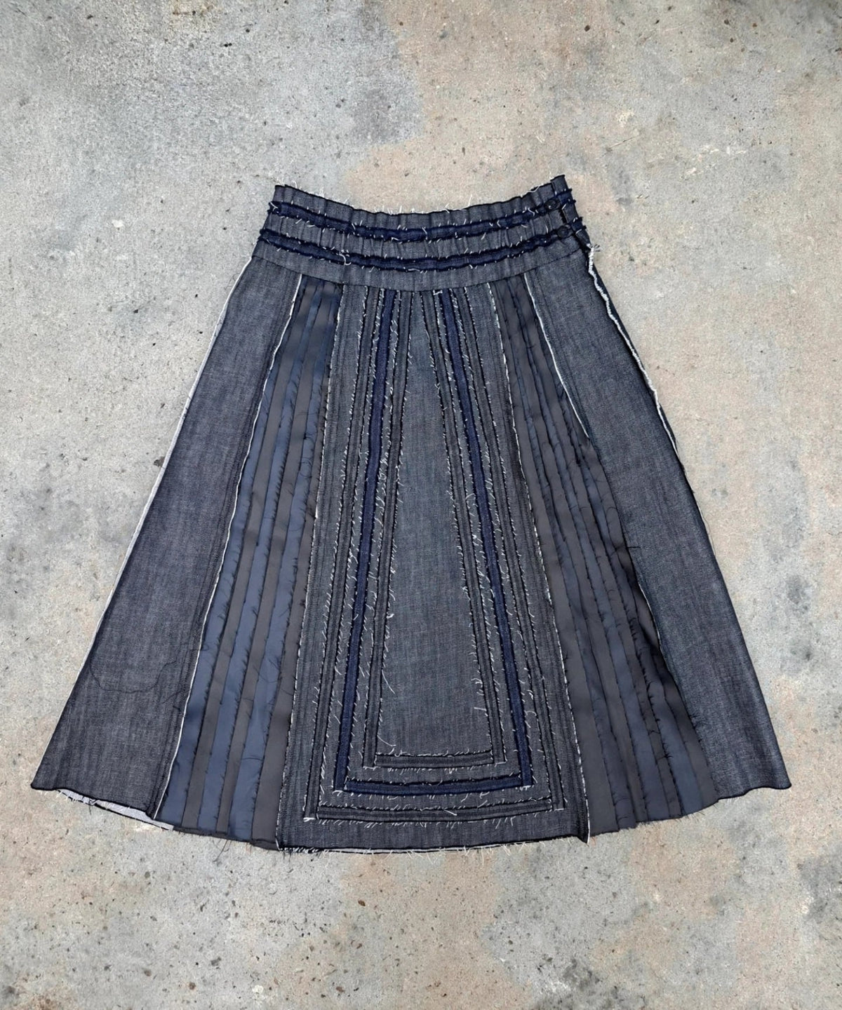 Denim Strip Patchwork Skirt