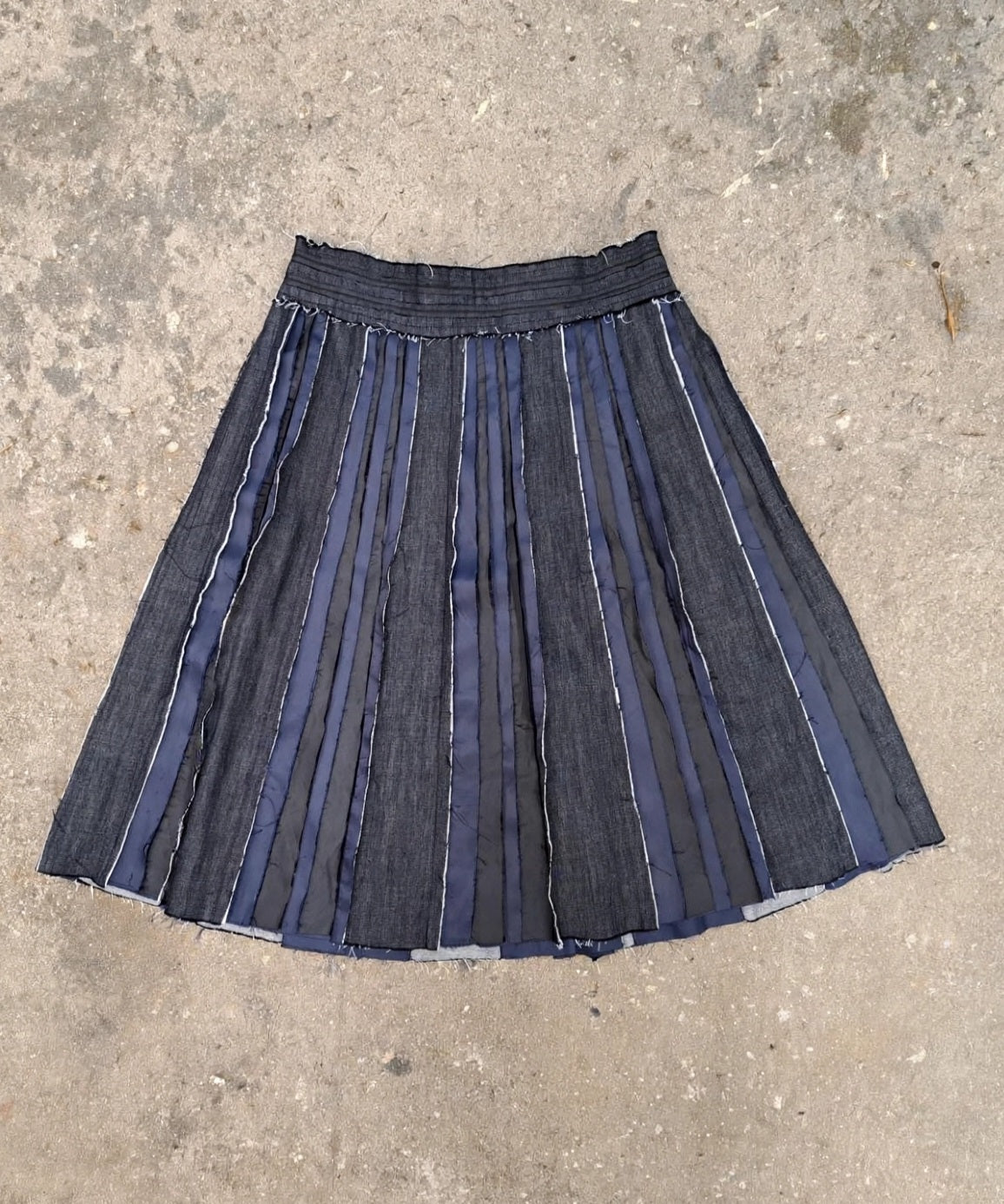 Denim Back Zipper Patchwork Skirt
