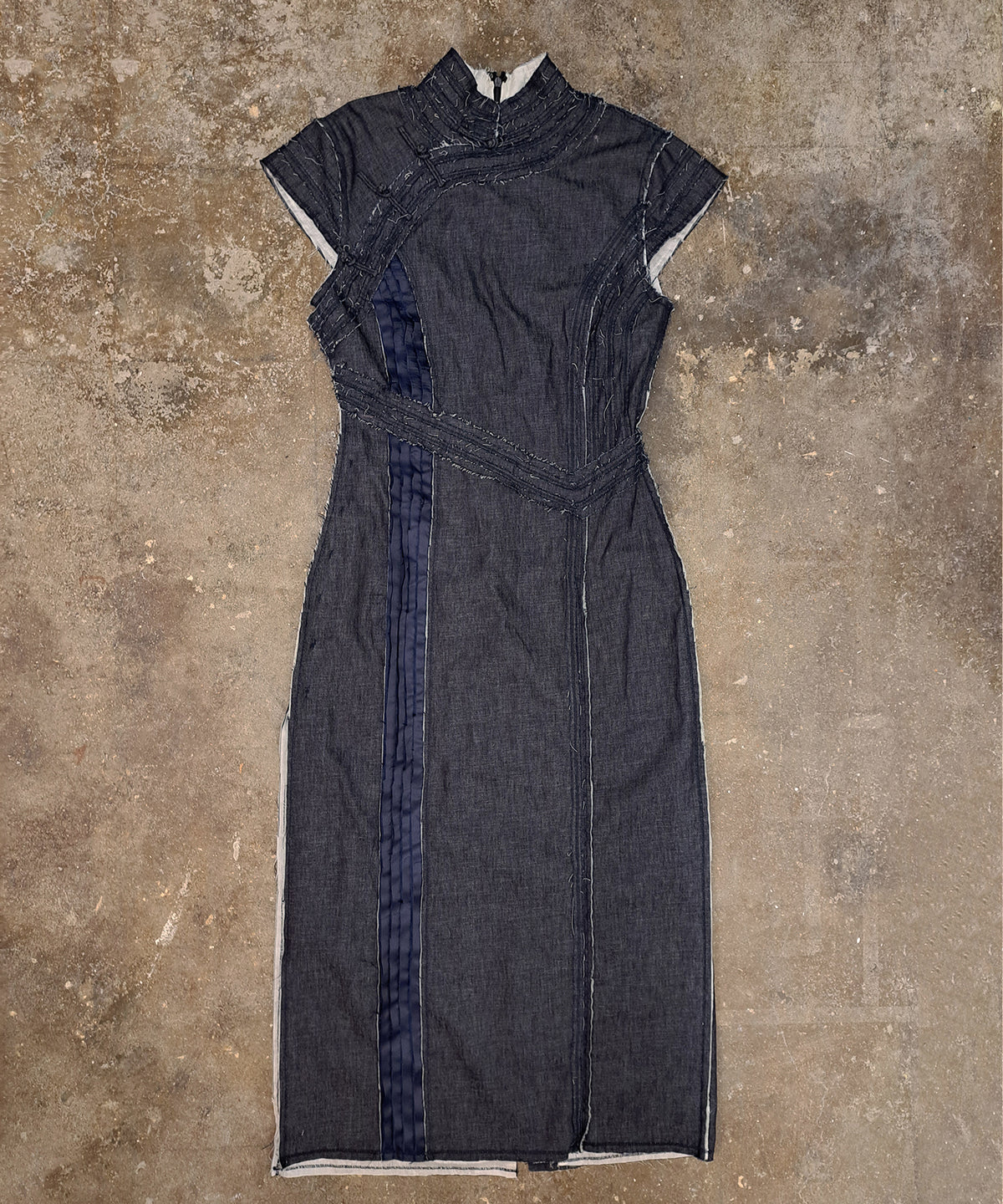 Denim Patchwork Qipao