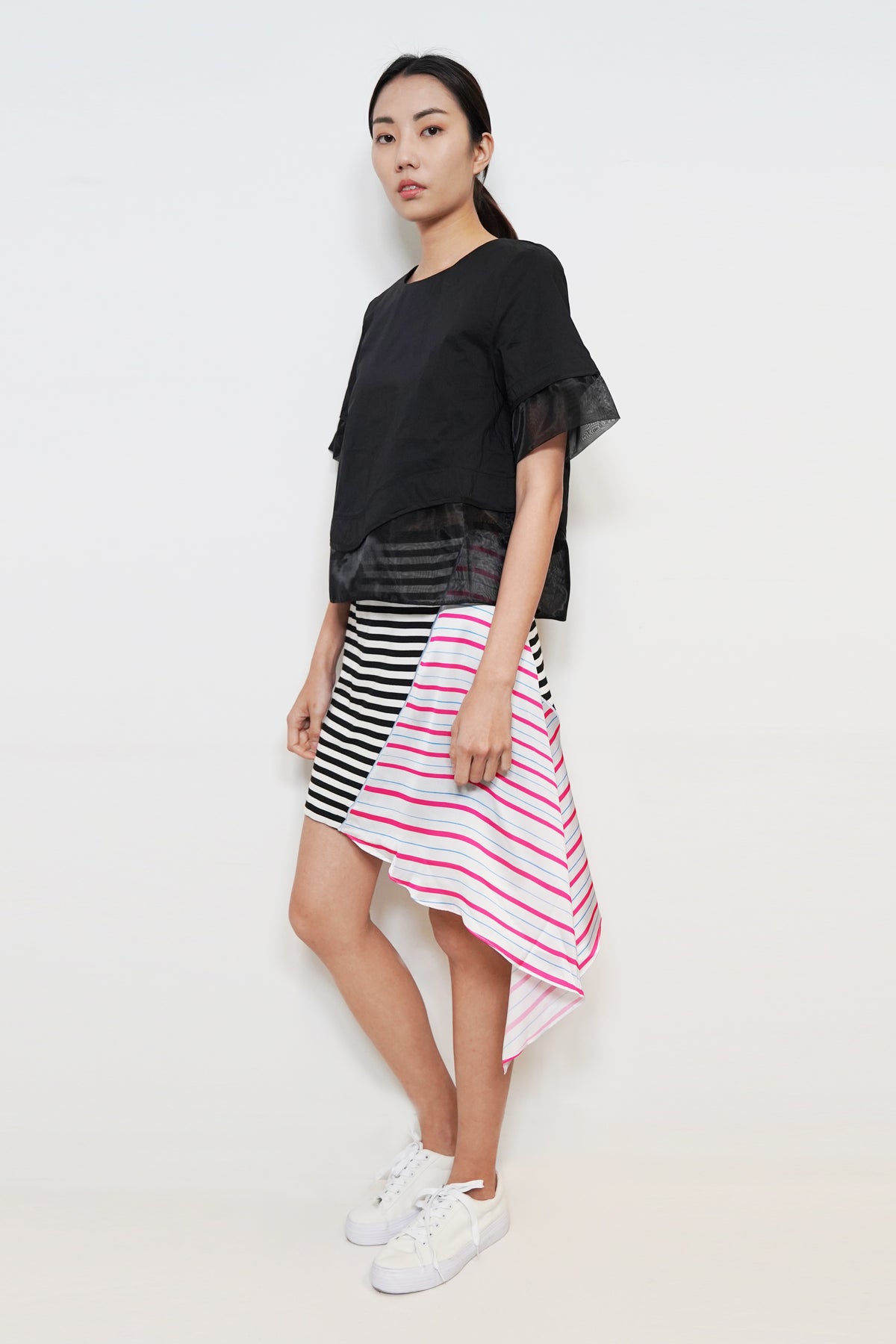 Irregular Stripe Print Skirt