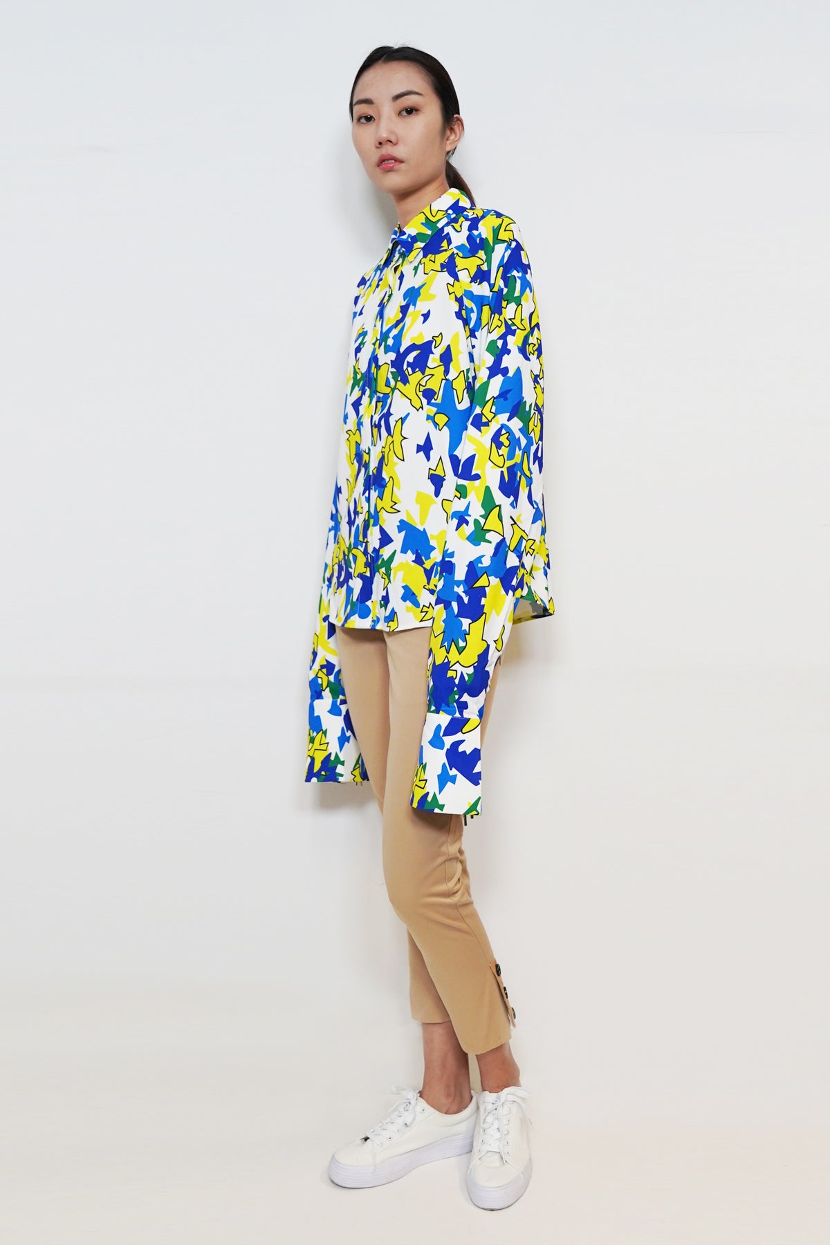 Geometrical Birds Print Blouse