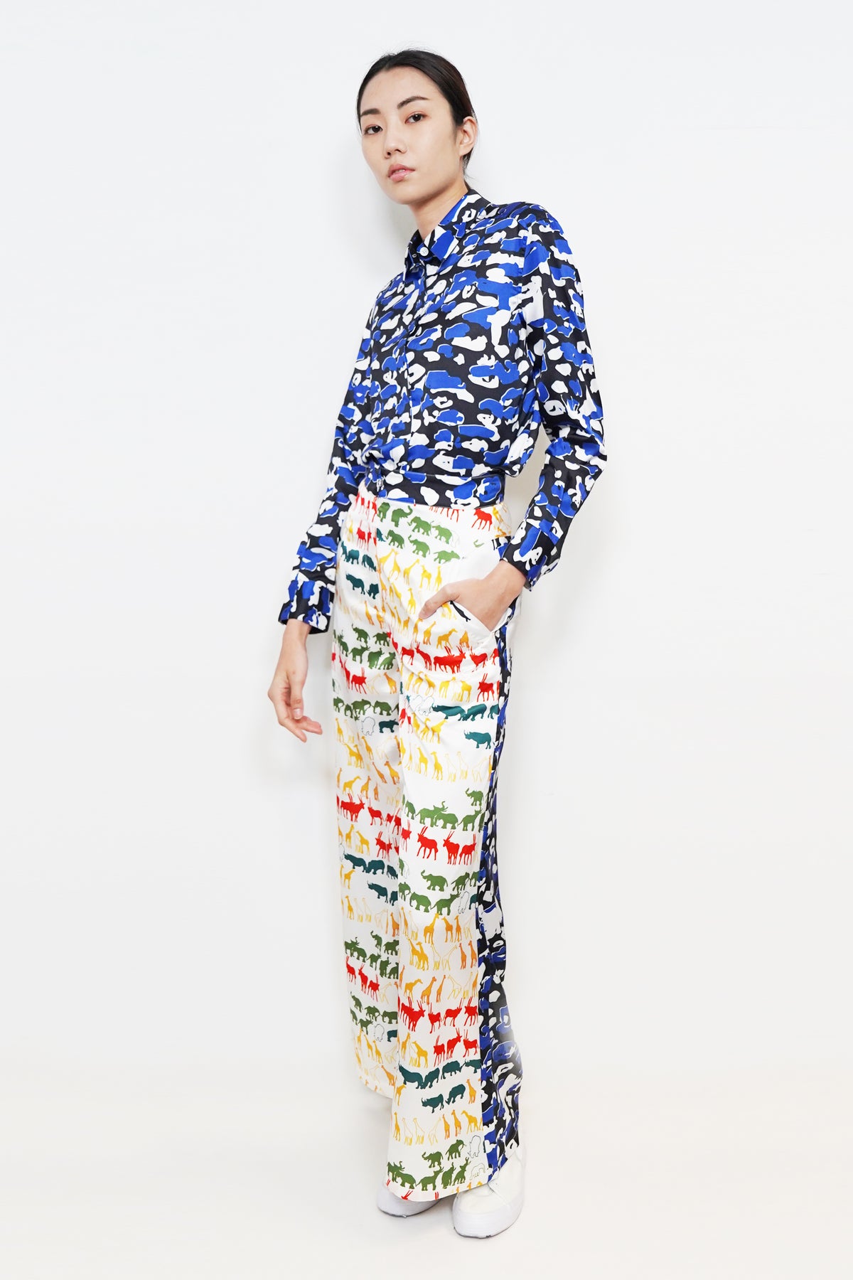 Print Mixture Pants