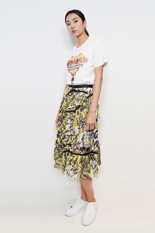 Pleated Print Skirt