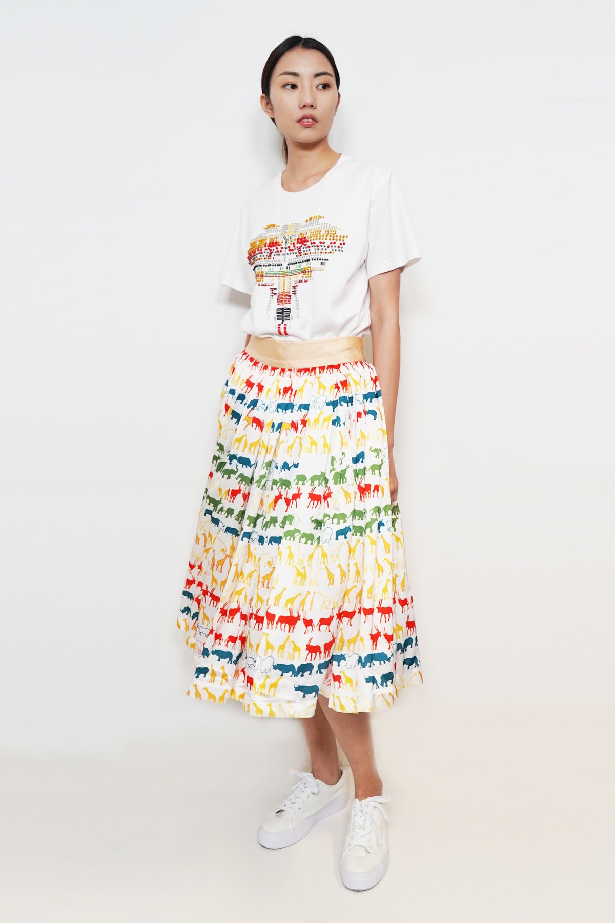 Animal Stripe Print Skirt