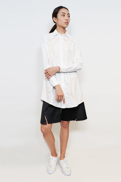 Chain-Outline Embroidery Shirt Dress