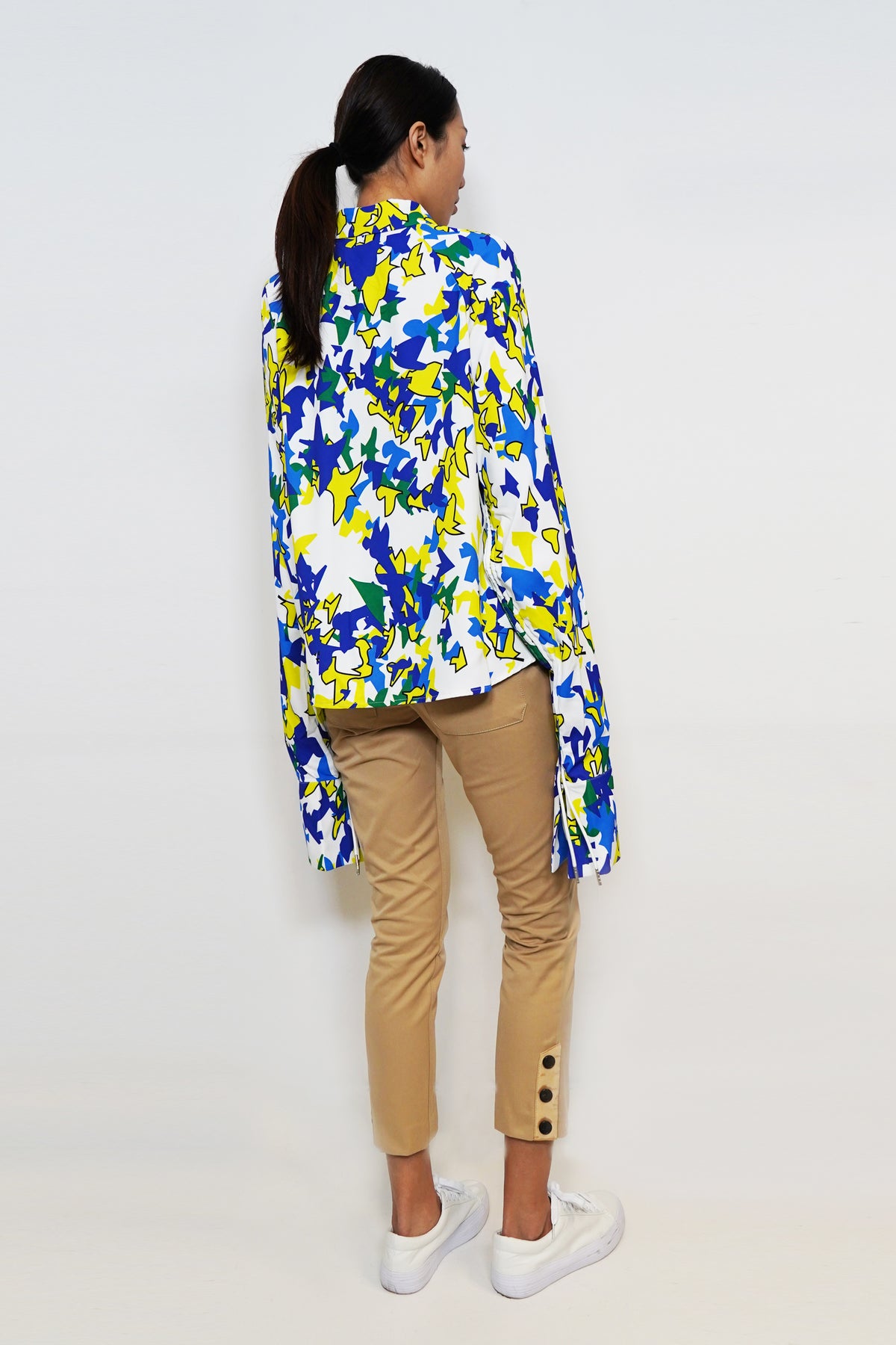 Geometrical Birds Print Blouse