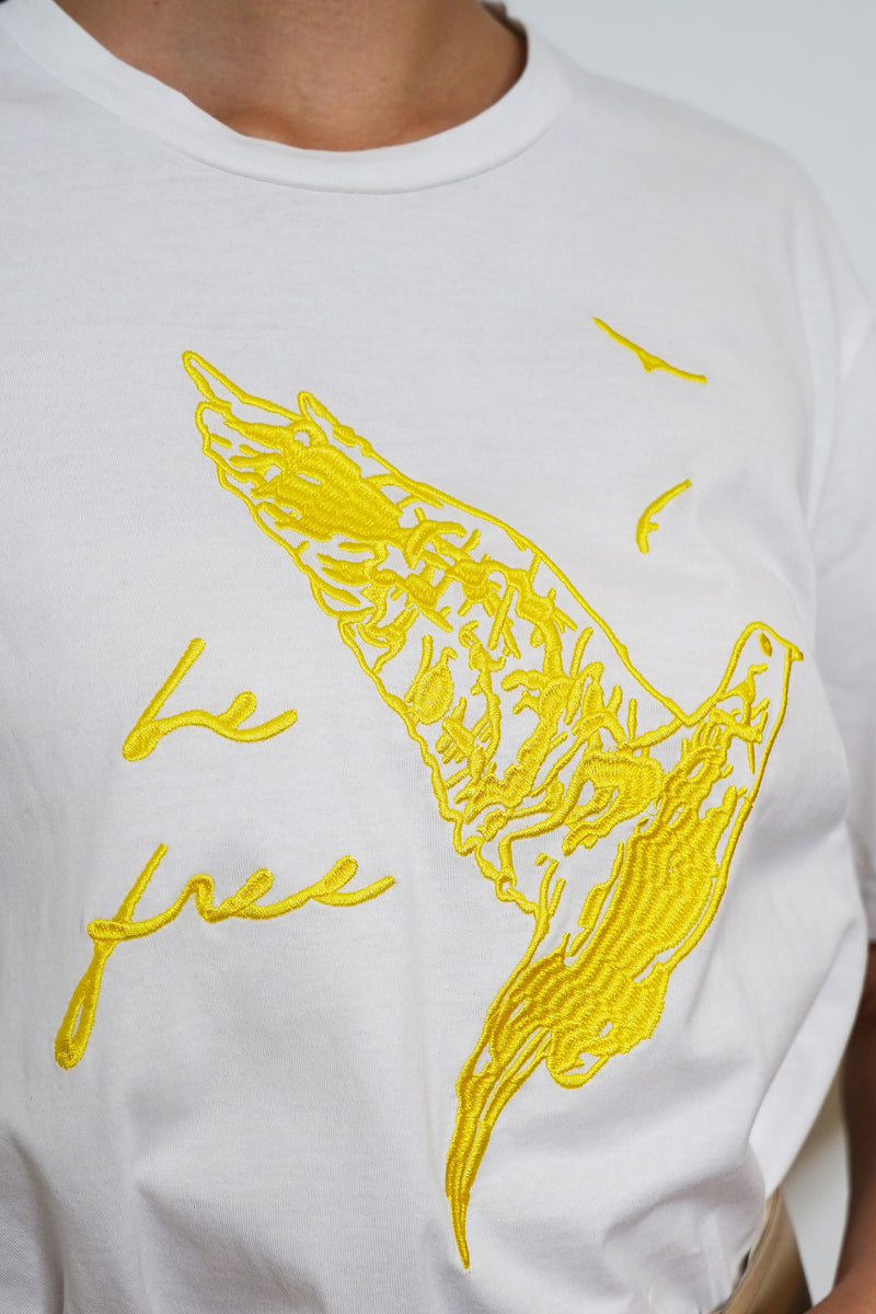 “自由鳥”刺繡針織T恤