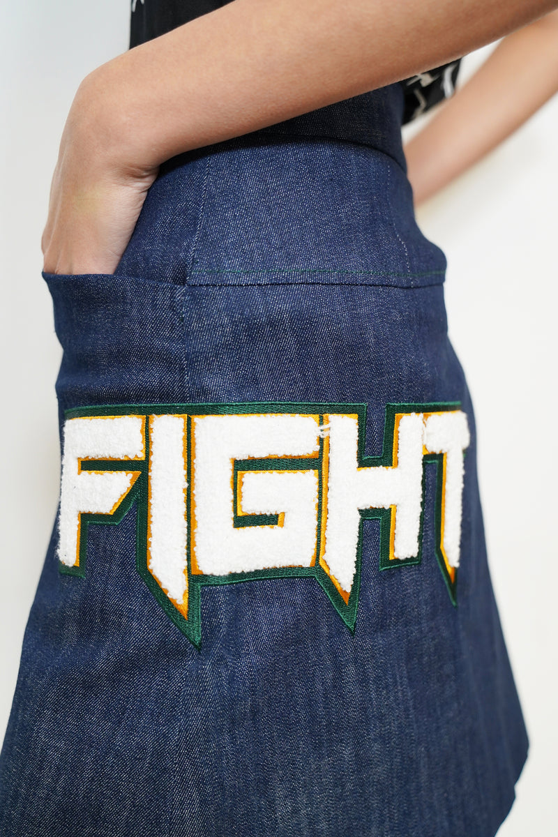 FIGHT Embroidery Denim Skirt